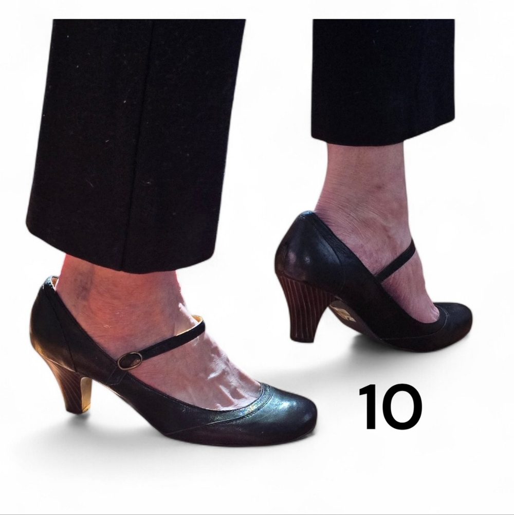 10 Jeffrey Campbell Black Leather Mary Jane Demure classic EC